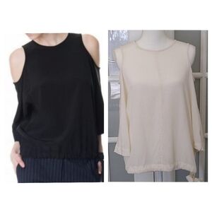 Like New Ivory Tibi Silk Cold Shoulder Top